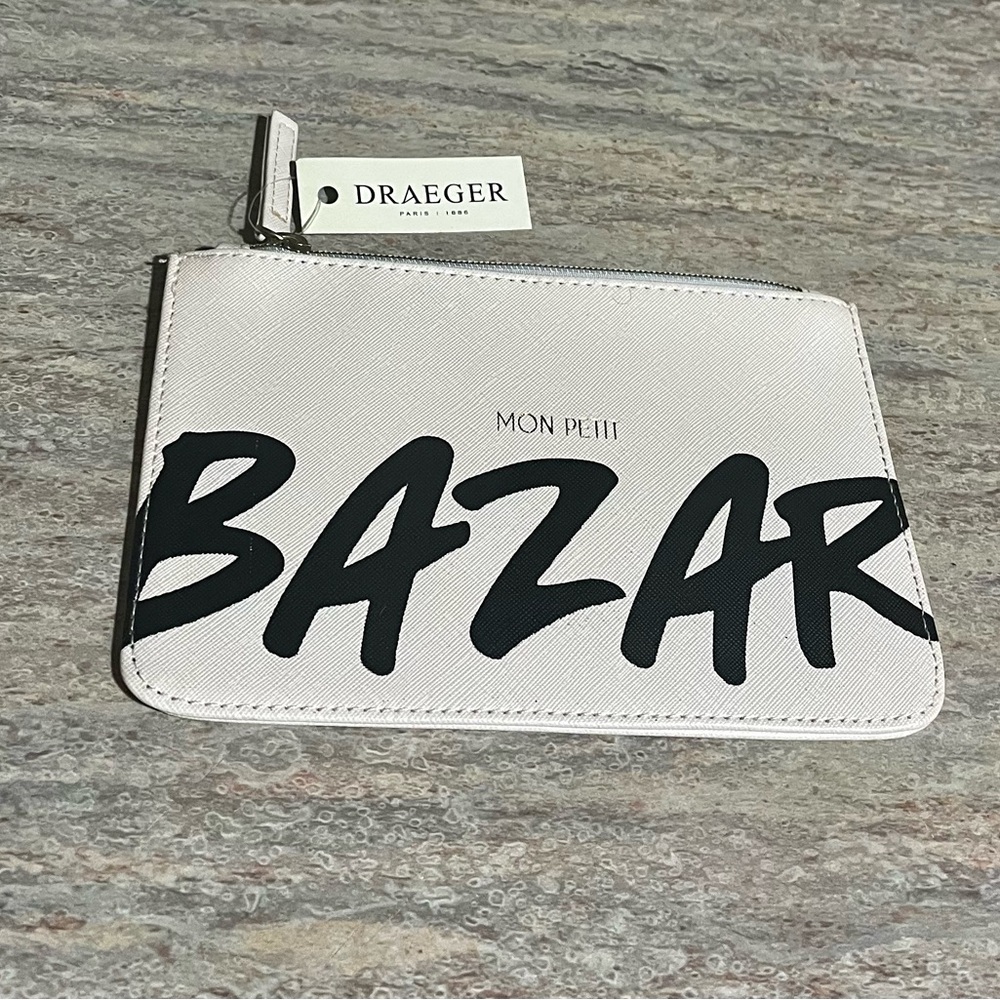 NWT DRAEGER Paris Mon Petit Bazar Beige and Black Pouch
